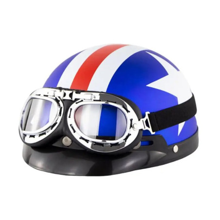 Casque Moto Demi Avec Lunettes Vintage Star