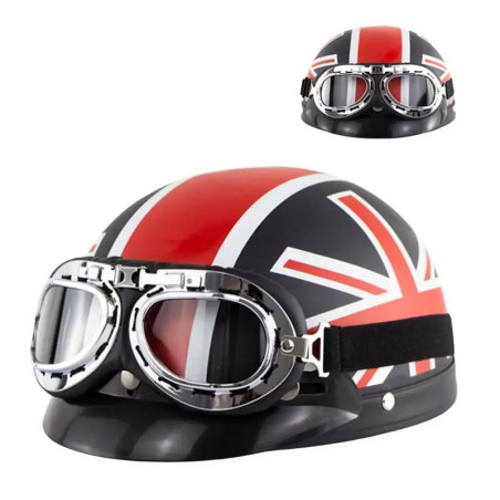 Casque Moto Demi Avec Lunettes Vintage England