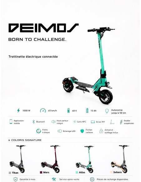 Trottinette Électrique Ecoxtrem Deimos 1000W 48V 15Ah - Bluetooth