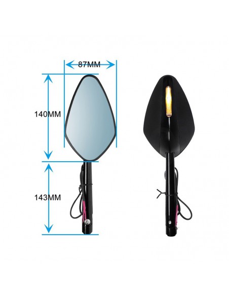 Rétroviseurs moto avec clignotant LED intégré Rétroviseurs moto avec clignotant LED intégré